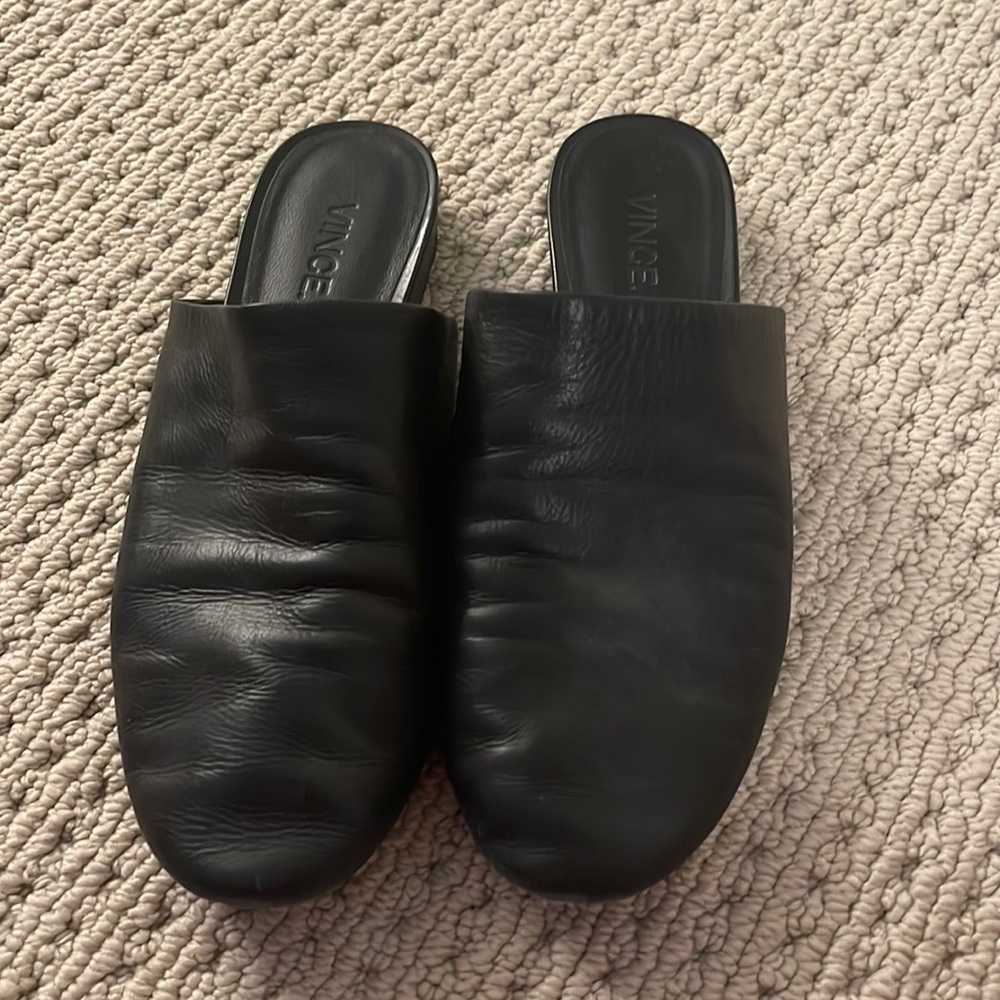 Vince Black Leather Slip-ons mule 6 6.5